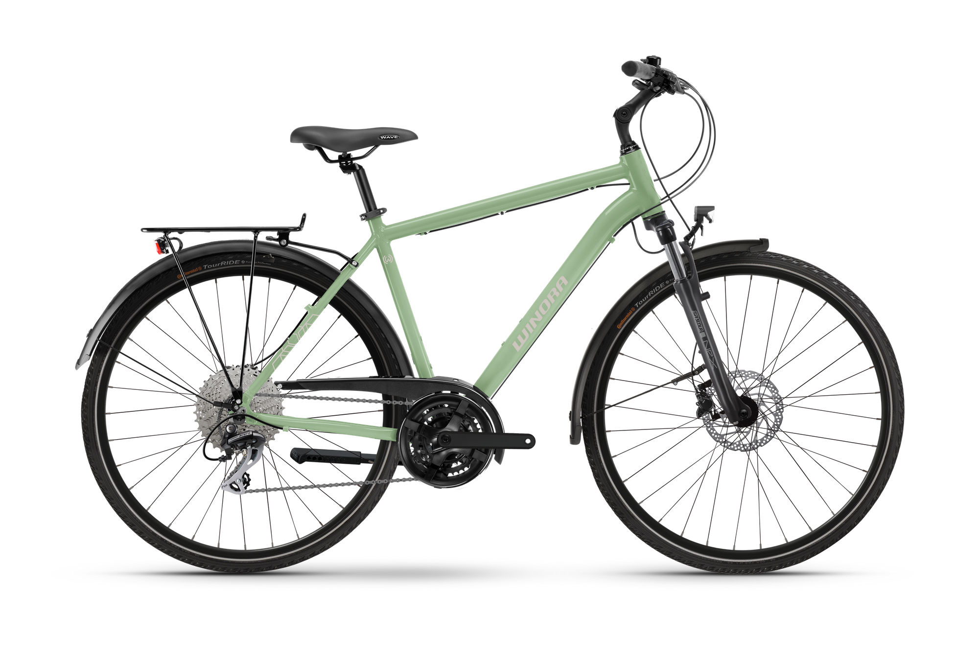 Winora Domingo X24 bici trekking telaio alto verde Shimano