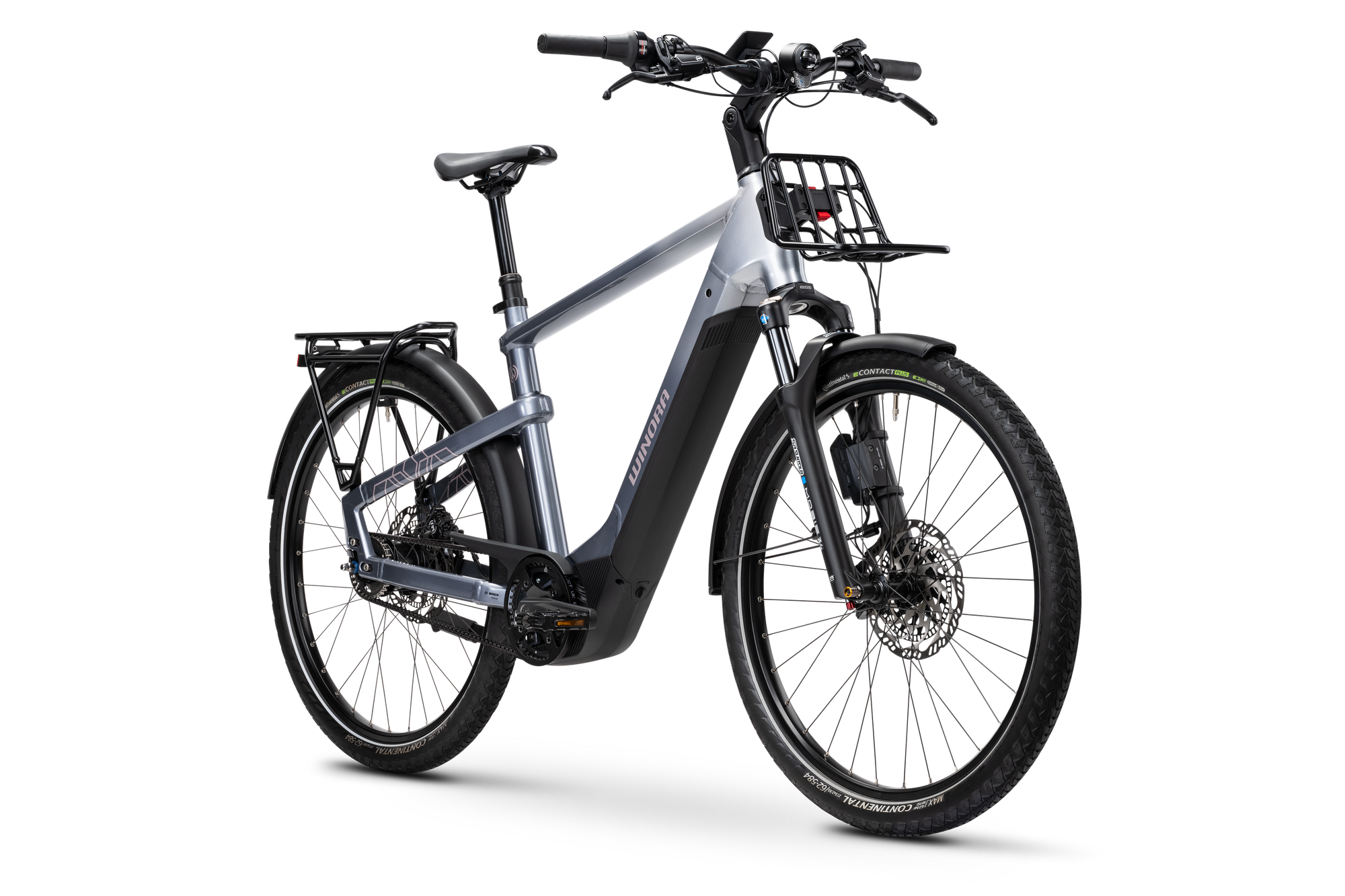Winora Yakun R5 Pro ABS bici elettrica trekking telaio alto grigia