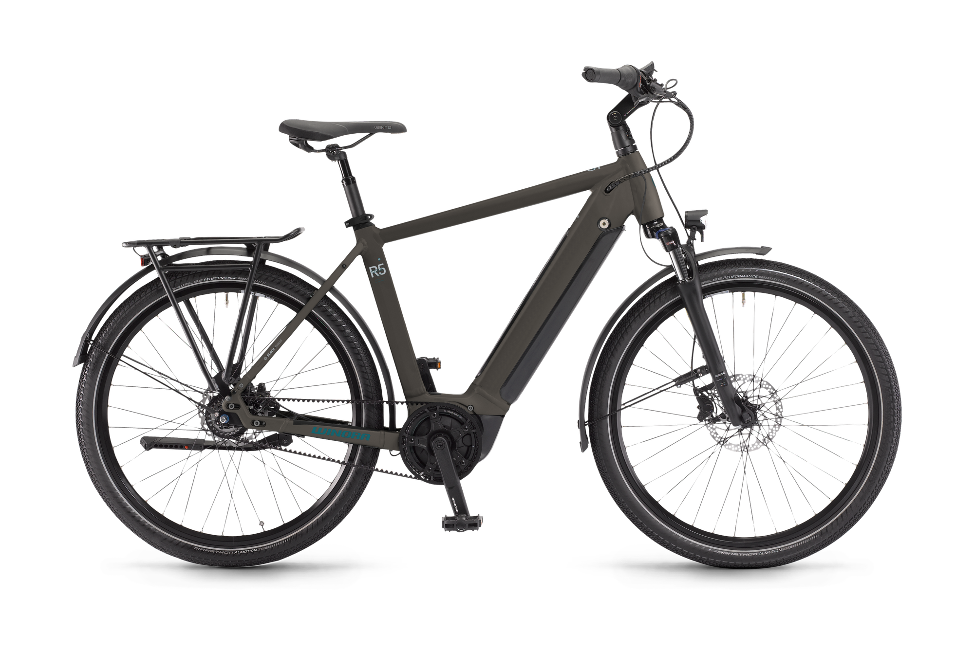 Winora Sinus R5f bici elettrica city peat opaco S cinghia