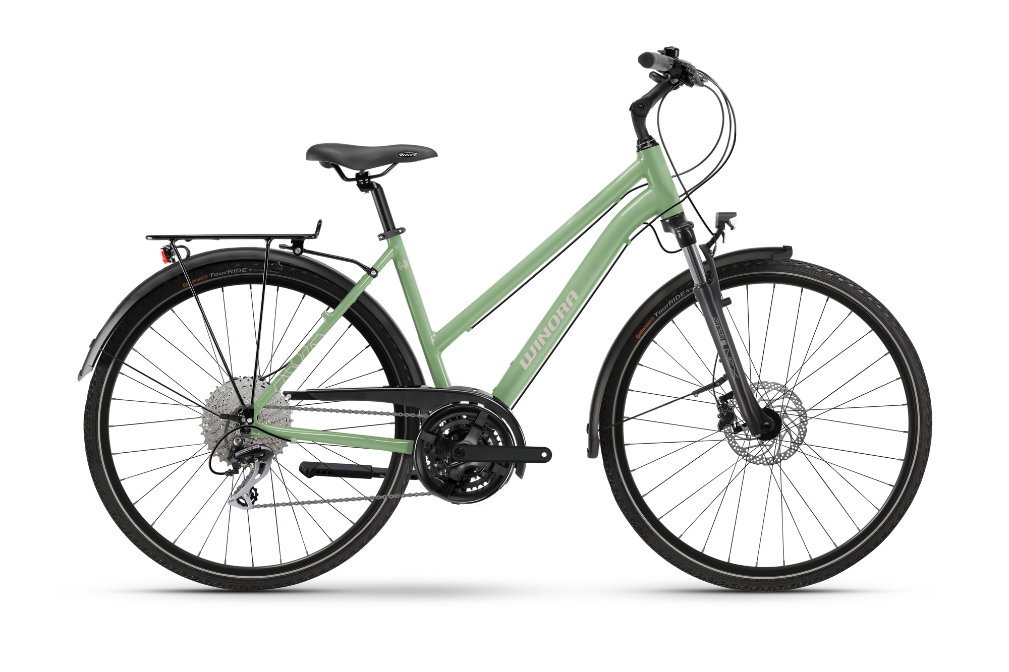 Winora Domingo X24 bici trekking telaio alto verde Shimano