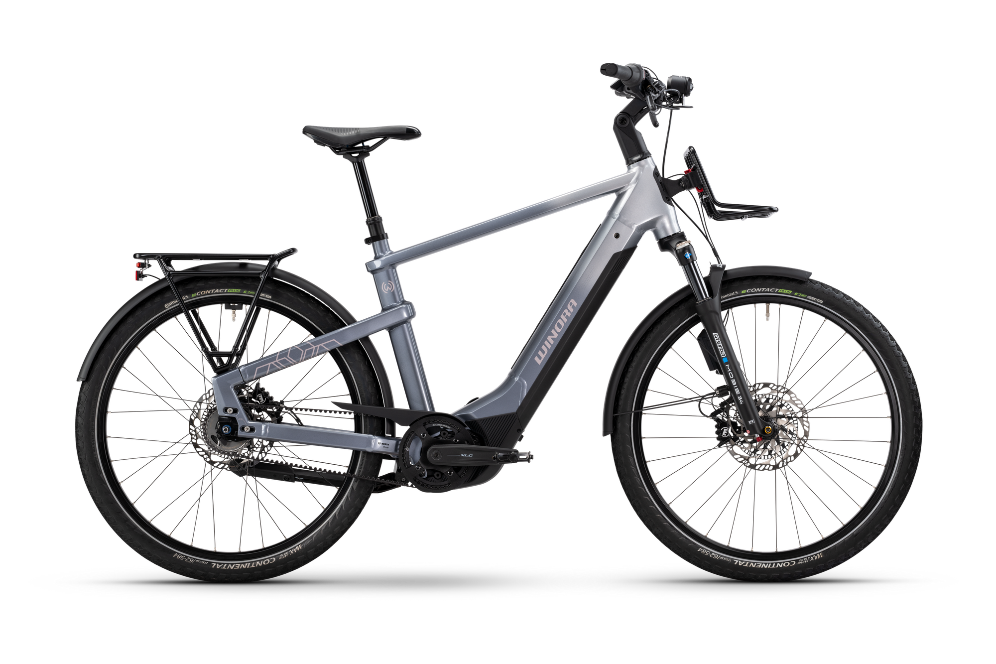 Winora Yakun R5 Pro ABS bici elettrica trekking telaio alto grigia