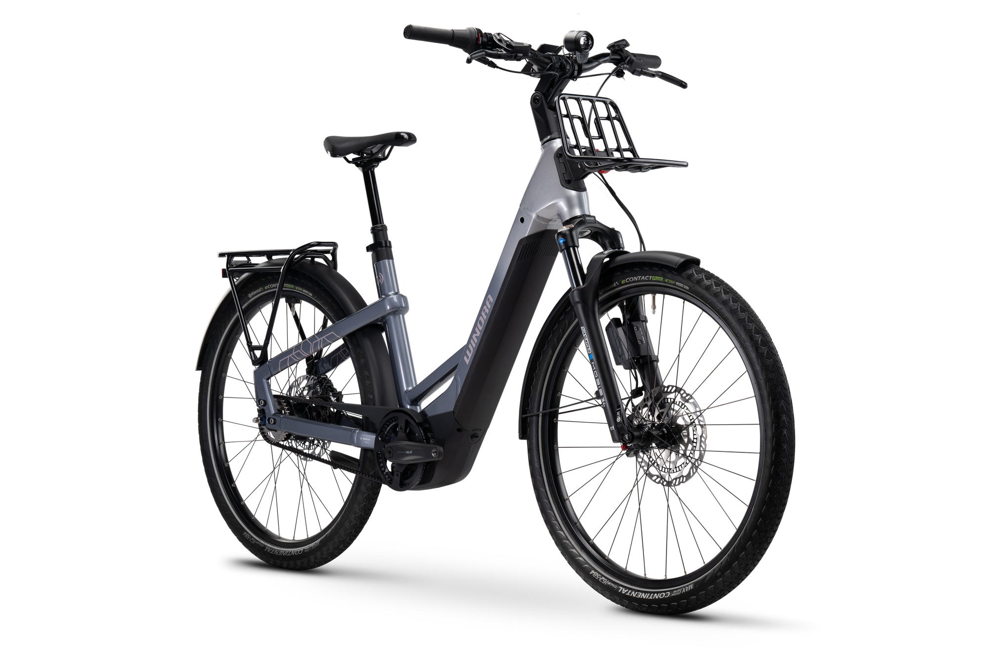 Winora Yakun R5 Pro ABS bici elettrica trekking telaio alto grigia