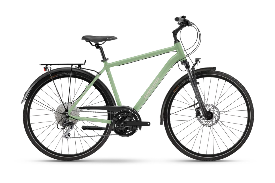 Winora Domingo X24 bici trekking telaio alto verde Shimano