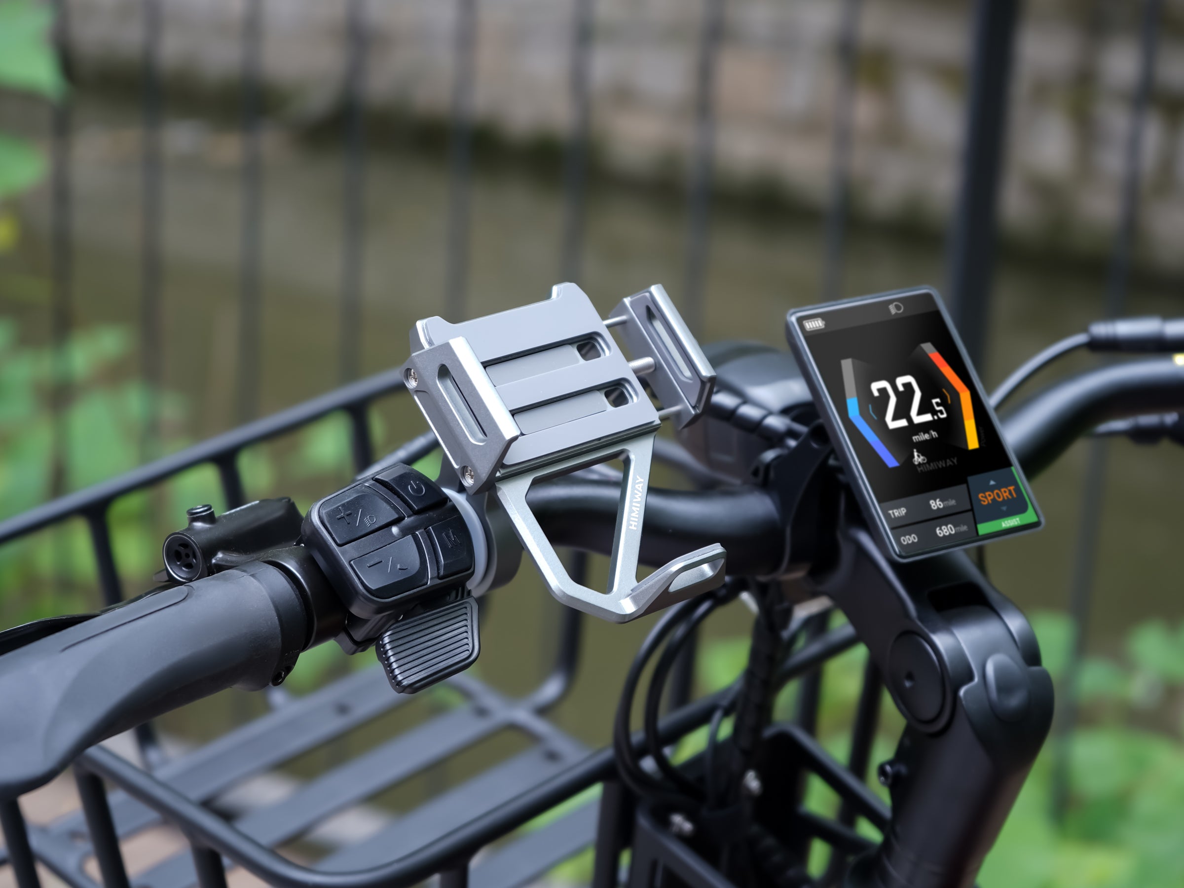 Himiway Porta telefono bici elettrica alluminio 360° manubrio
