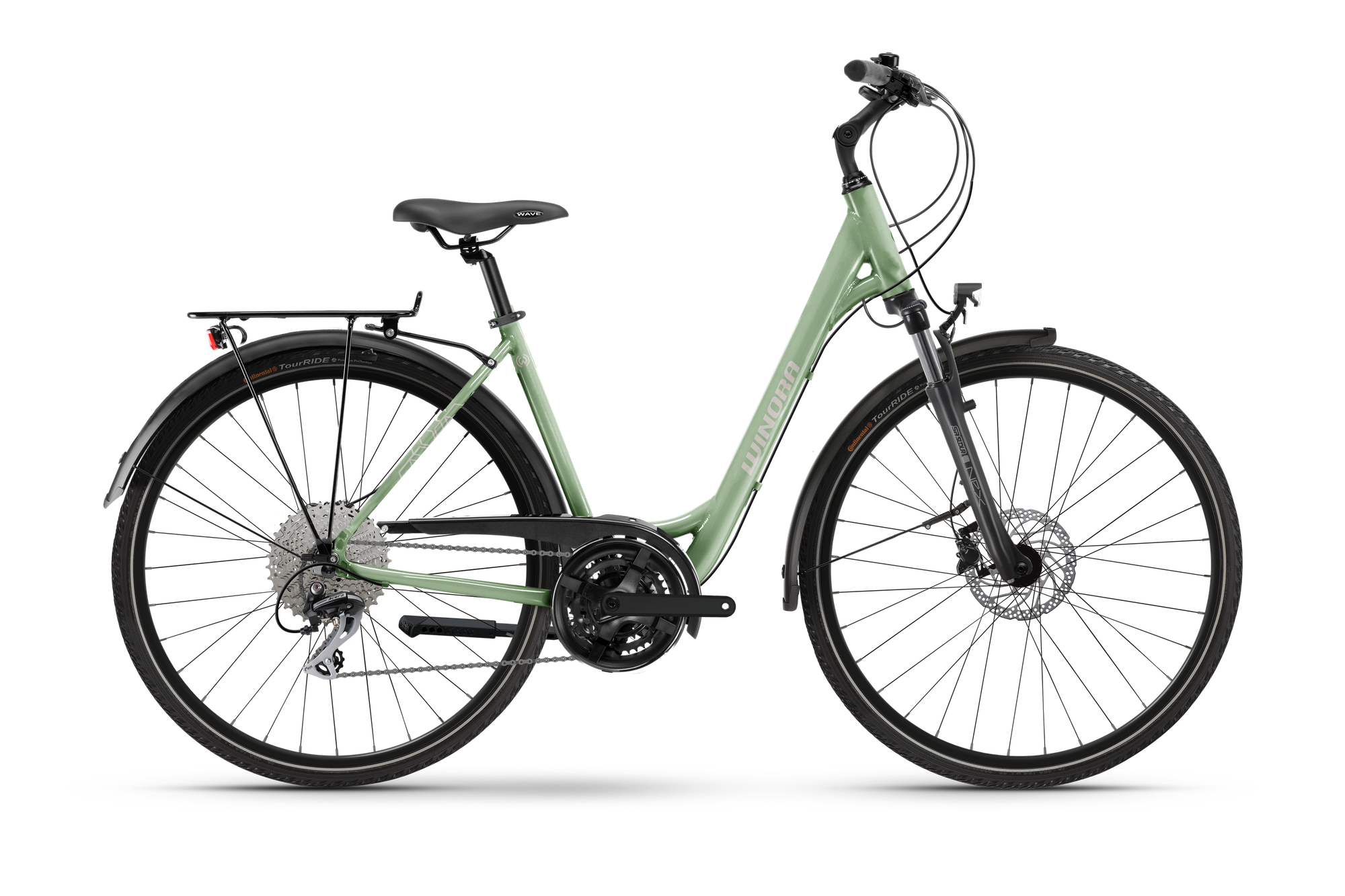 Winora Domingo X24 bici trekking telaio alto verde Shimano