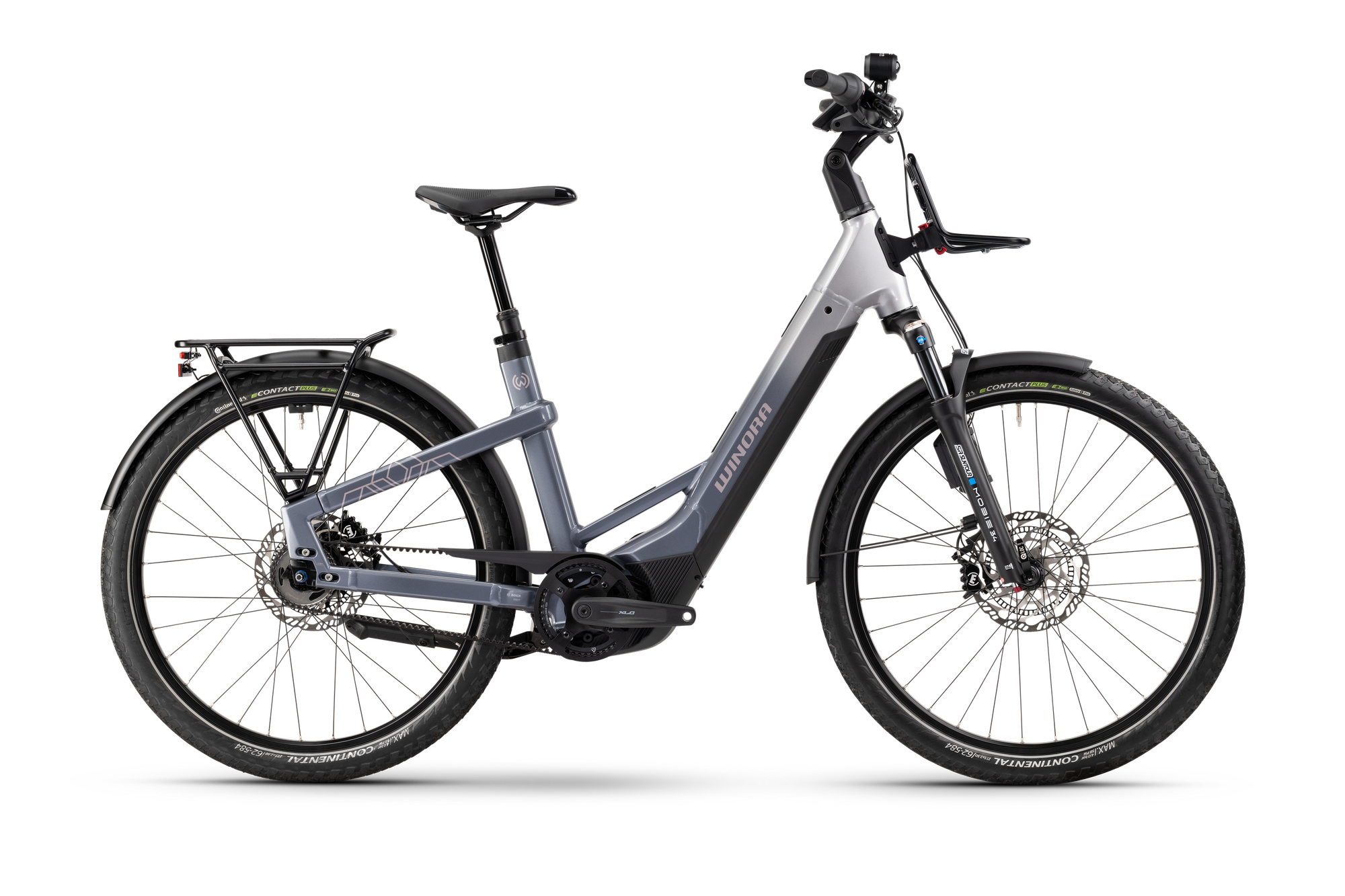 Winora Yakun R5 Pro ABS bici elettrica trekking telaio alto grigia