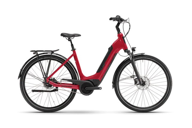 Winora Tria N8 Low bici elettrica city passo basso rossa