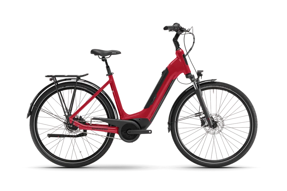 Winora Tria N8 Low bici elettrica city passo basso rossa