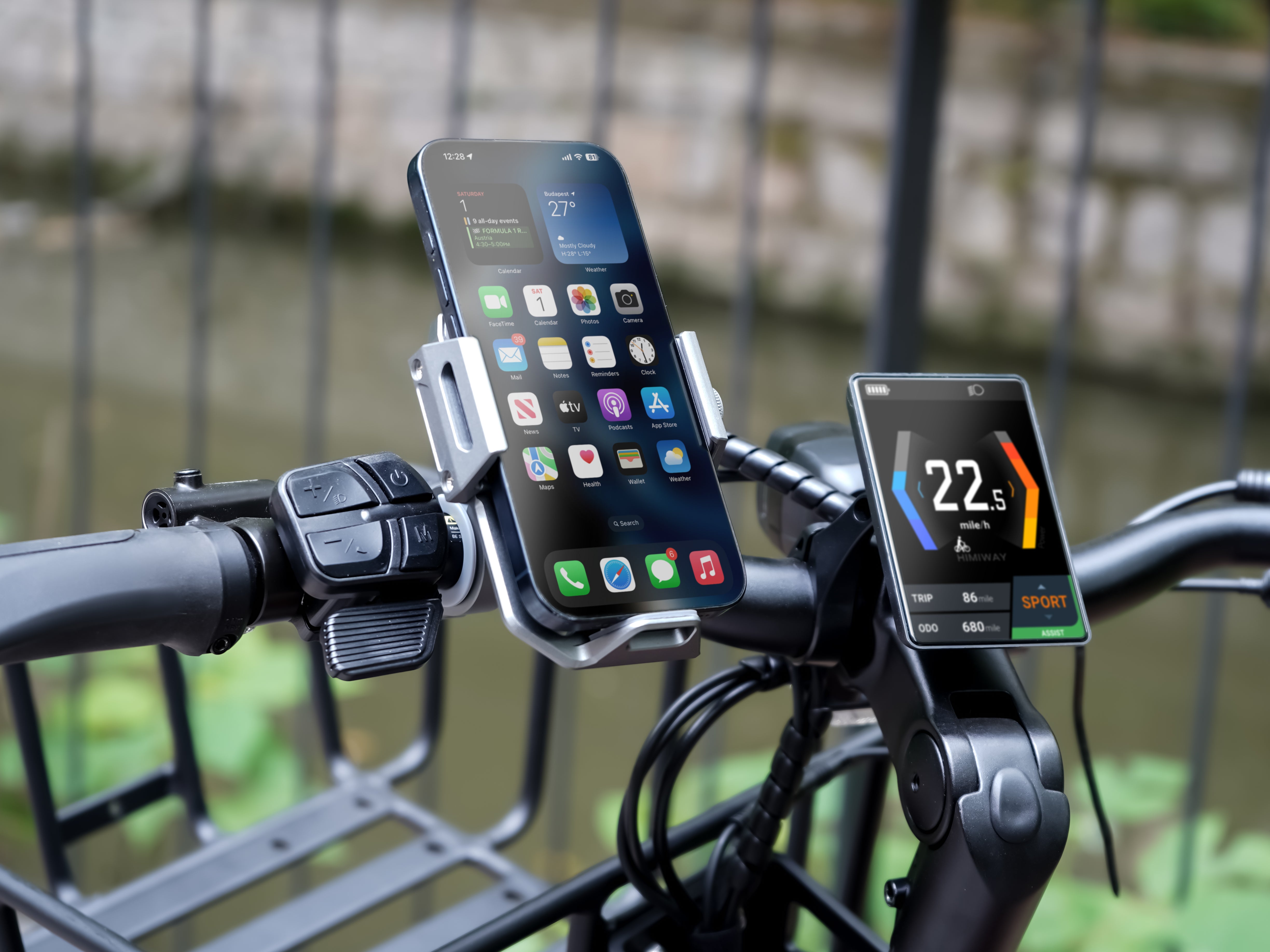 Himiway Porta telefono bici elettrica alluminio 360° manubrio