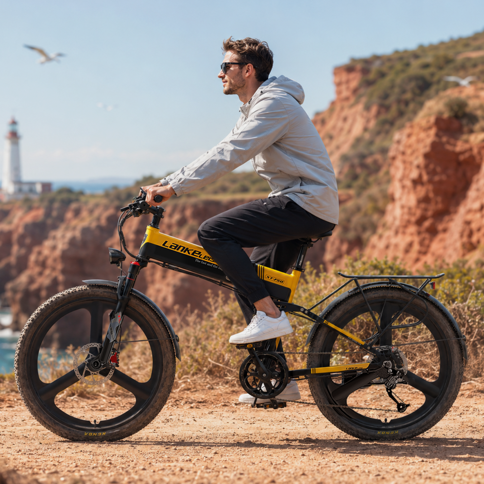 Lankeleisi XT750 Sports bici elettrica White 250W fat bike trekking
