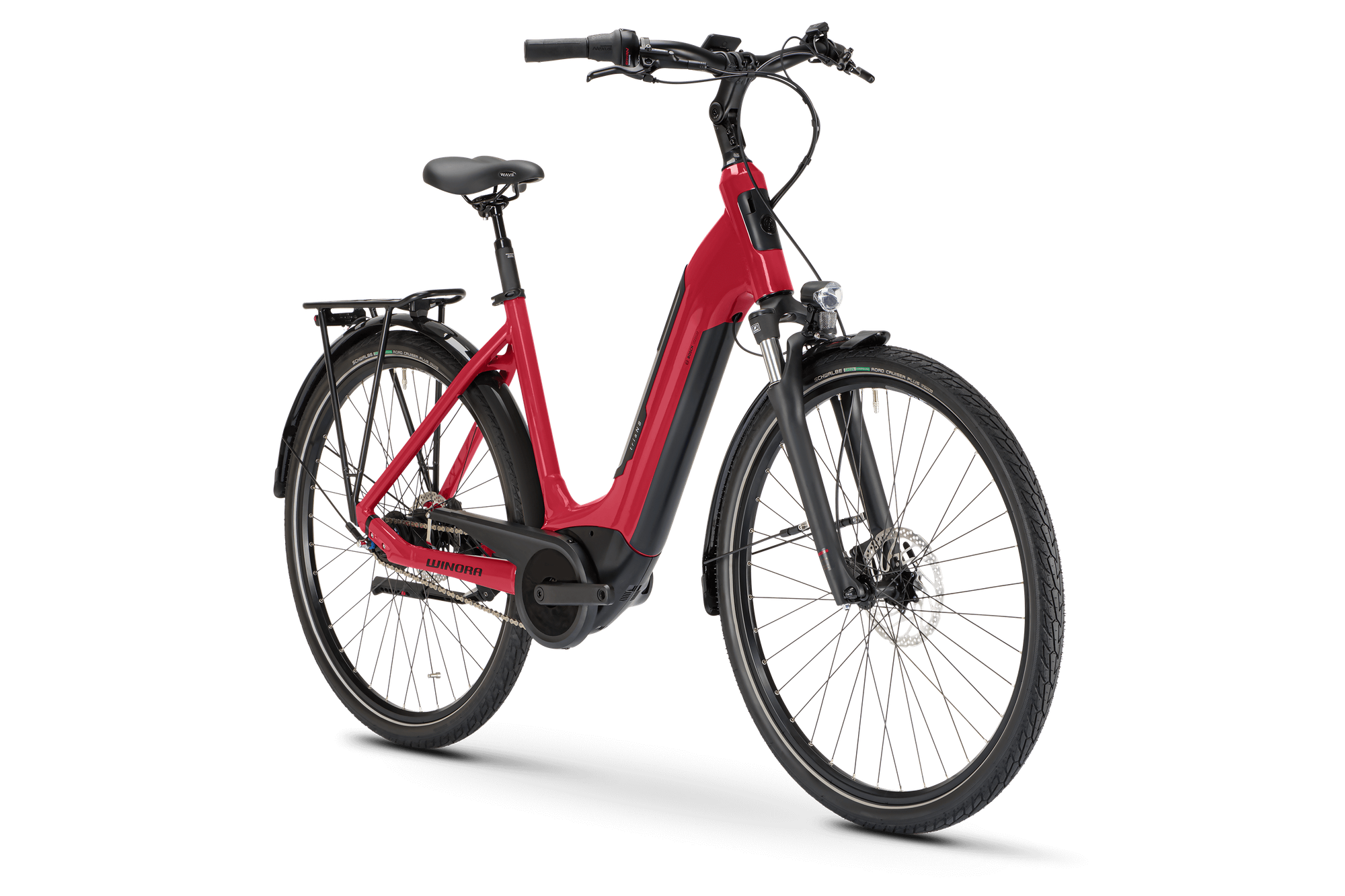 Winora Tria N8 Low bici elettrica city passo basso rossa