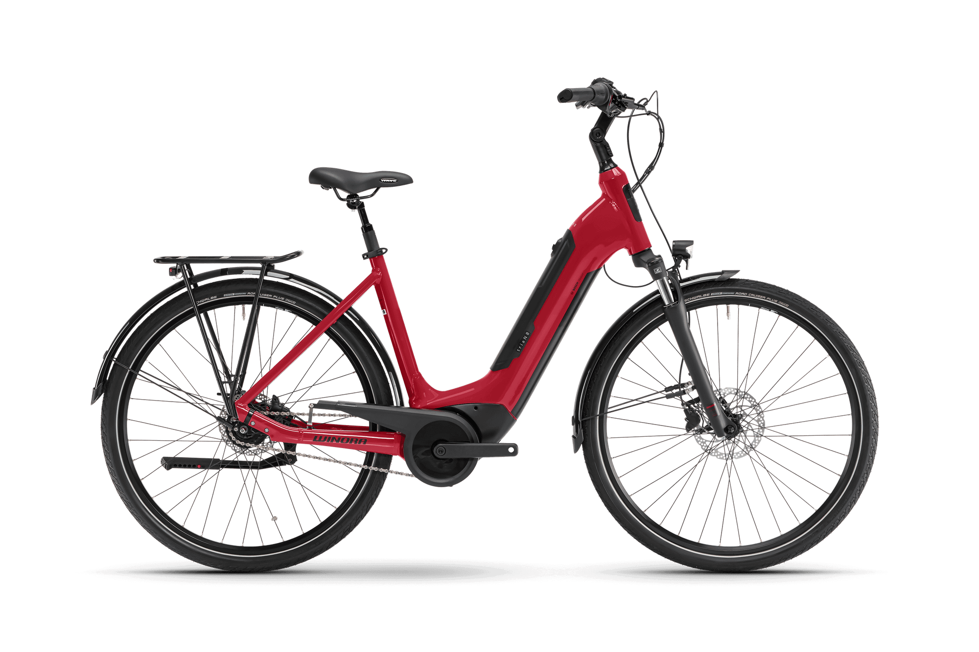 Winora Tria N8 Low bici elettrica city passo basso rossa